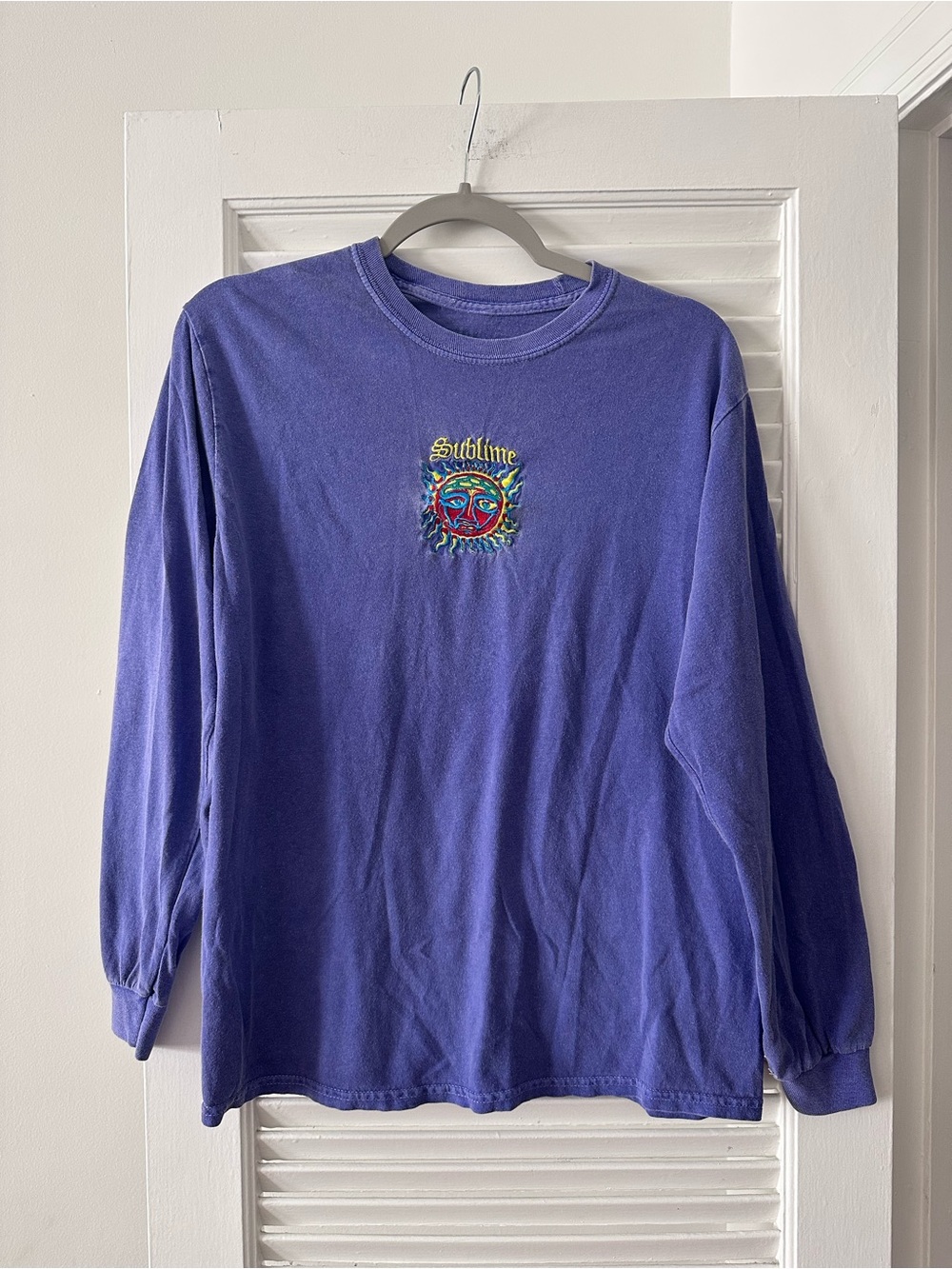 Sublime Long Sleeve Tee — Embroidered Sun Logo, Faded Purple! No screen-print